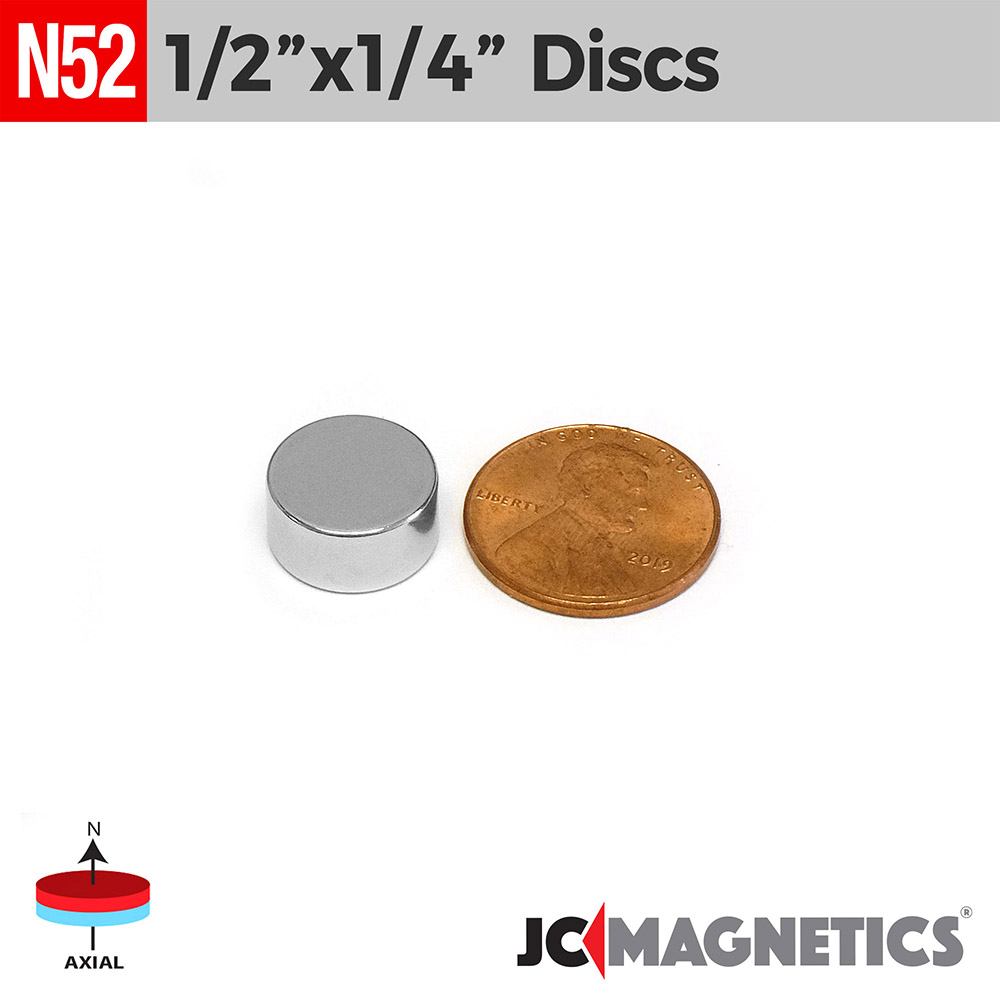 1/2in x 1/4in N52 Neodymium segull diskur - smámynd 2