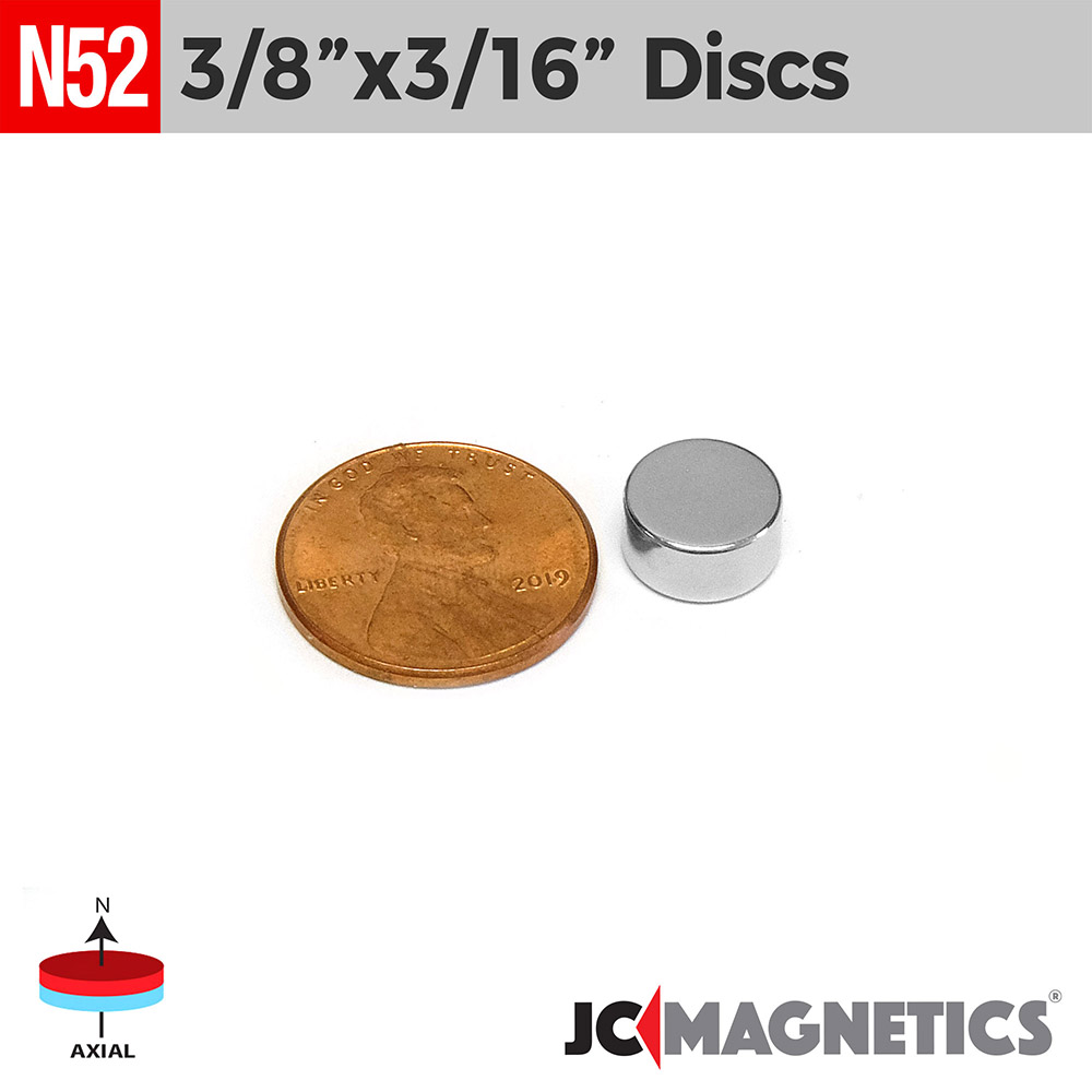 3/8in x 3/16in N52 Neodymium segull diskur - smámynd 2