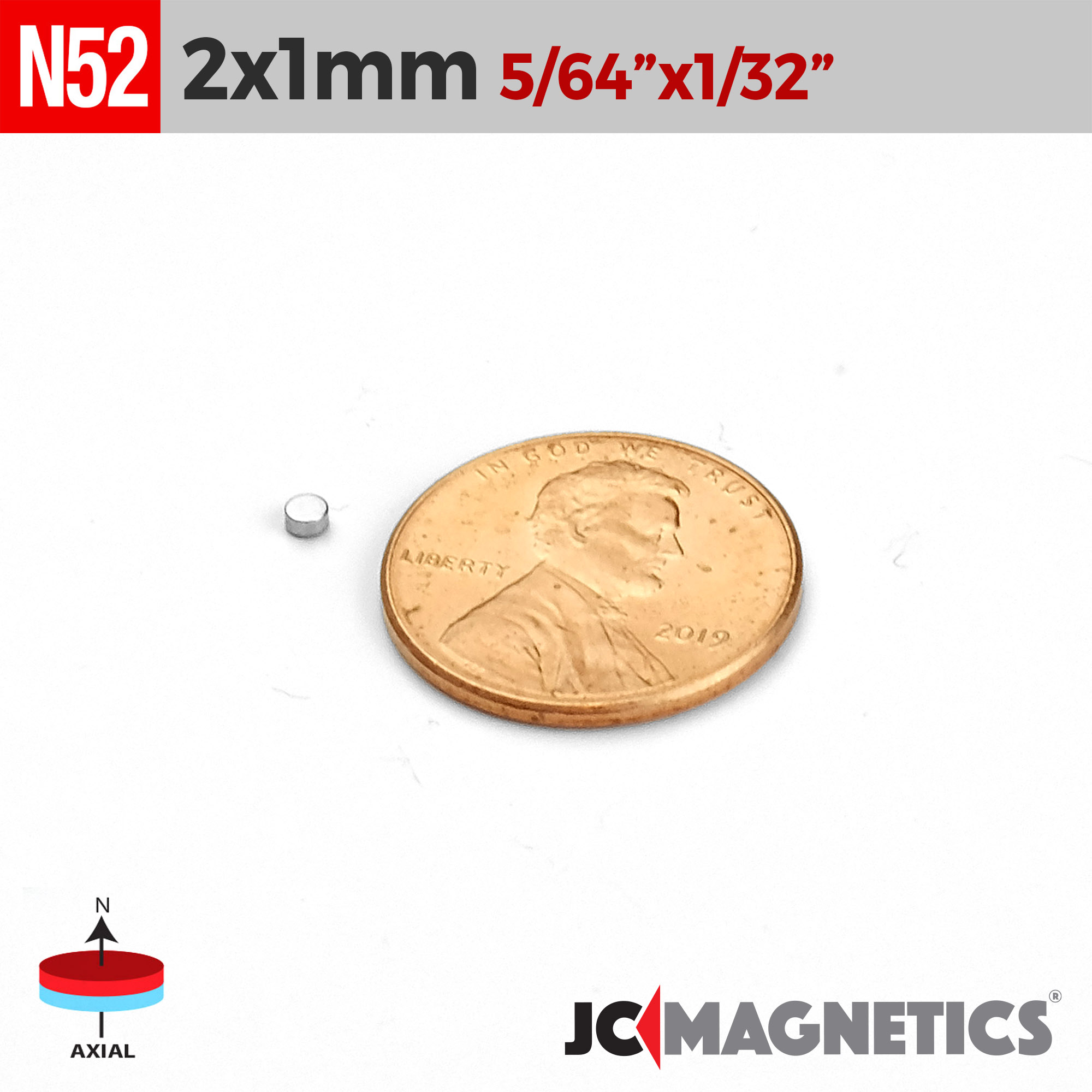 100pcs 2mm x 1mm 5/64in x 1/32in N52 Þunnt diskur Neodymium segulls 2x1mm - smámynd 2